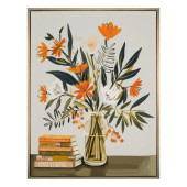 Floral Vase Canvas Wall Art – Orange and Green 